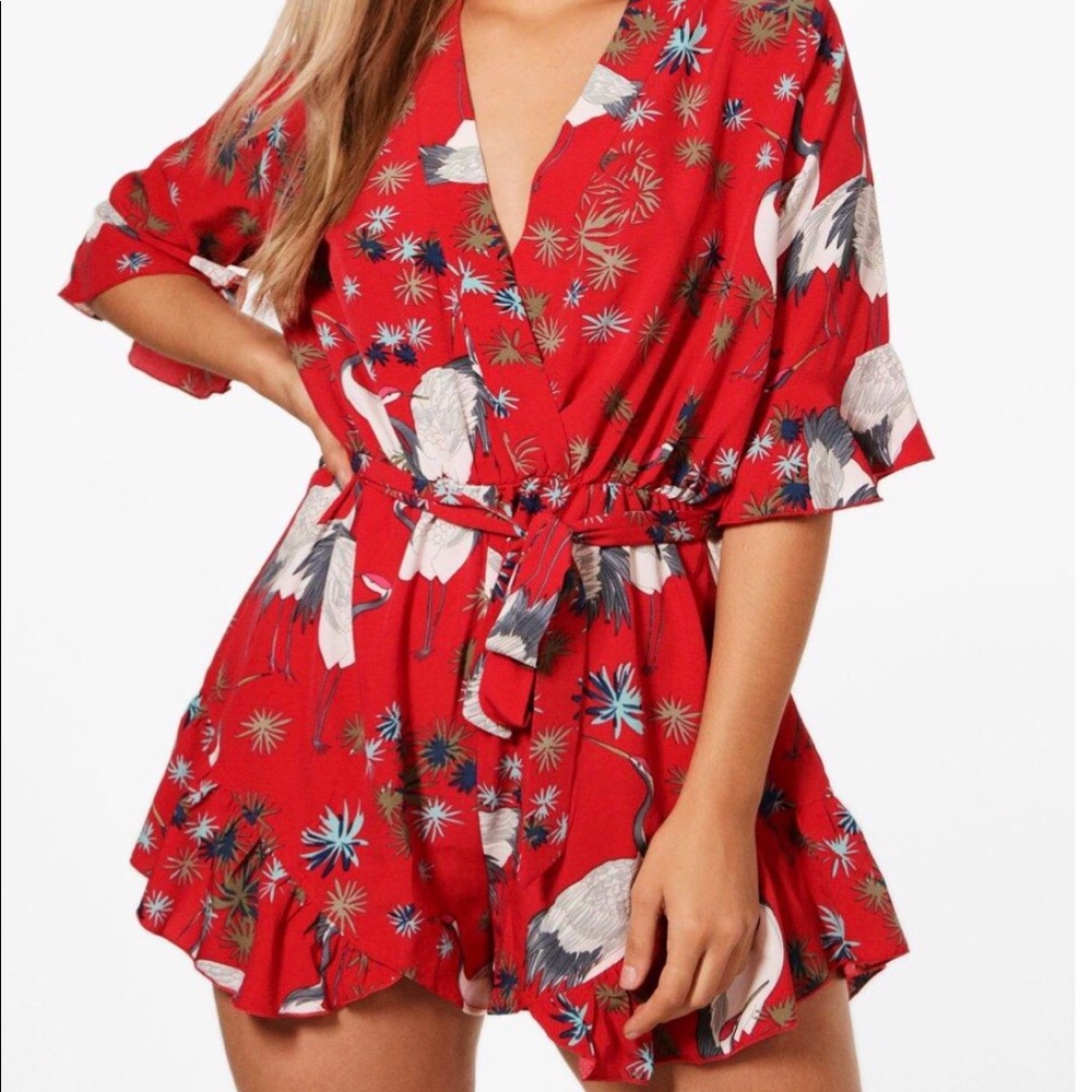 NWT Boohoo Red Romper size US 18